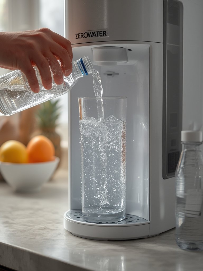 water dispenser in action
