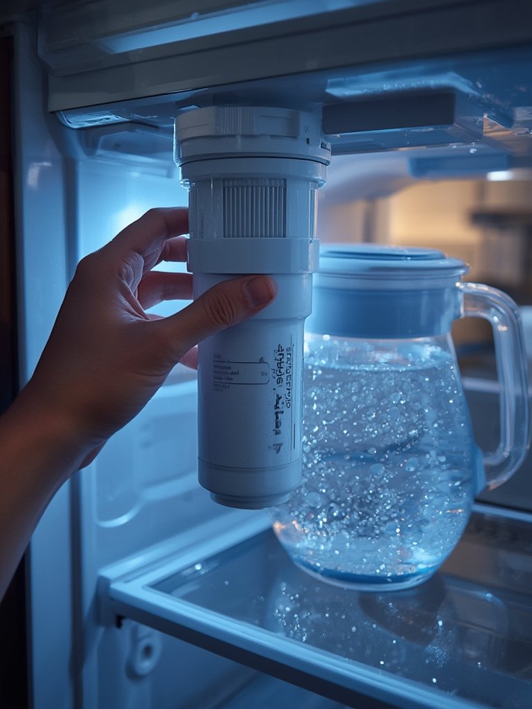 refrigerator filter in action