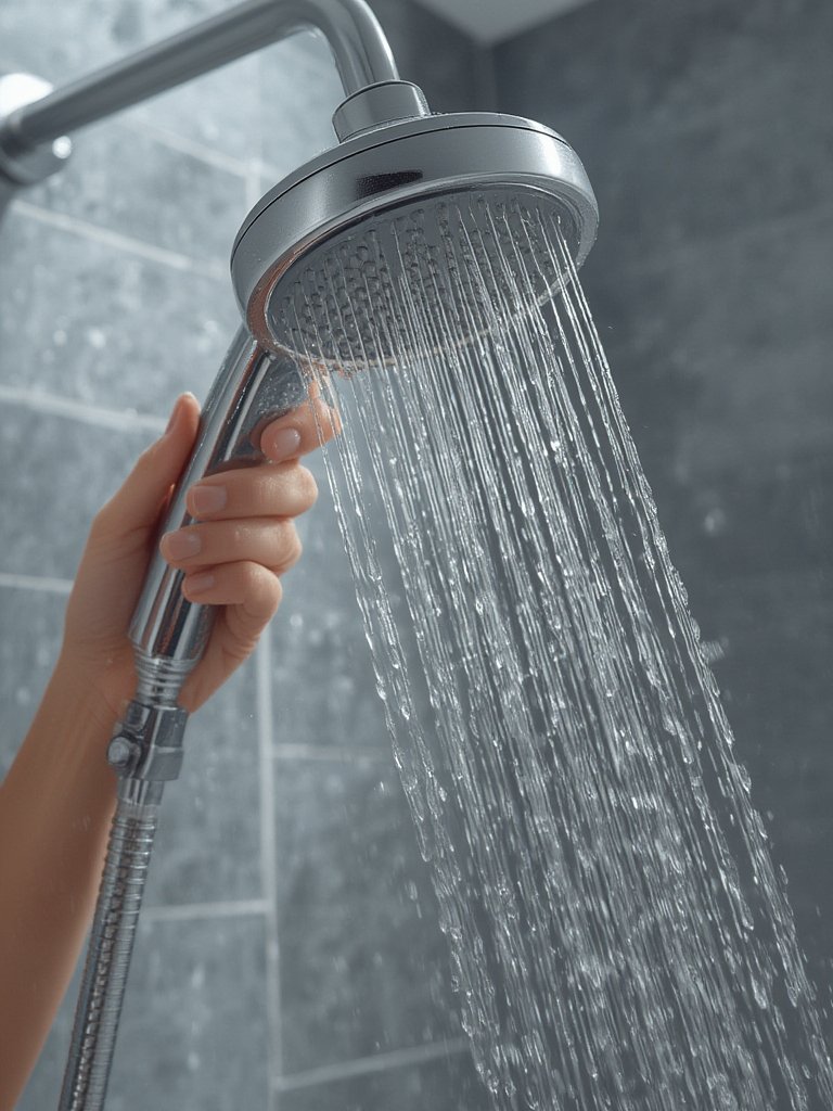 filtered showerhead in action